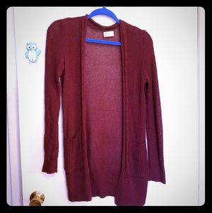 SO Burgundy Plum Long Cardigan - XS